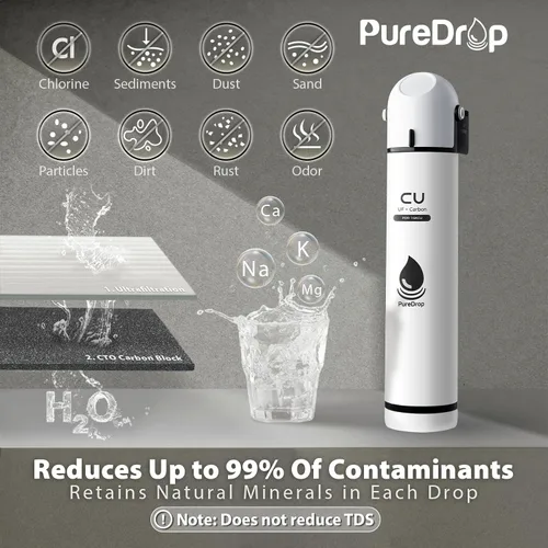 Vista 2 de PureDrop PDR-16KCU - Filtro de agua para debajo del fregadero, ultra filtración de 0.01 μm, sistema de filtración compuesto debajo del fregadero