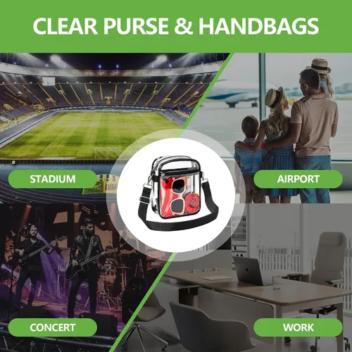 Vista 7 de MAY TREE Clear Bag for Stadium Events Clear Purse for Work Concert Sport Events