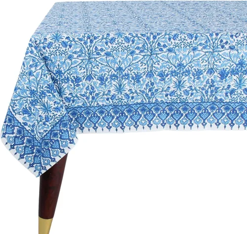 Vista 18 de Ridhi Mantel rectangular con estampado de bloque de mano verde espárragos Espárragos Verde Gadd