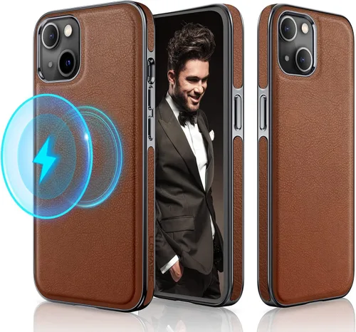 Vista 10 de LOHASIC Funda magnética diseñada para iPhone 14 Pro, cuero clásico [compatible con Mag-Safe] con forro de microfibra, fundas protectoras de cuerpo