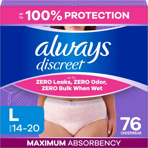 Vista 13 de Always Discreet Ropa interior para incontinencia adulta para mujeres y ropa interior posparto, pequeña/mediana, hasta 100% protección contra fugas