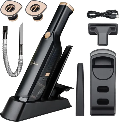 Vista 9 de Aspiradora de mano inalámbrica, succión de alta potencia de 15KPA, carga rápida USB, aspiradora de automóvil con base de almacenamiento, quitapolvo