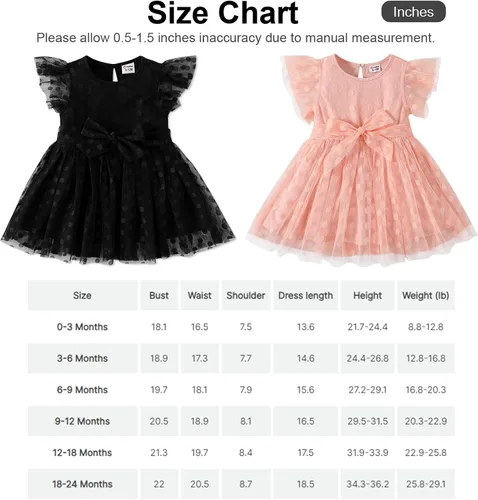 Vista 7 de PATPAT Baby Girl Princess Dresses Ruffle Sleeve Tutu Dress Butterfly Tulle Dress Flower Girl Party Birthday Dresses