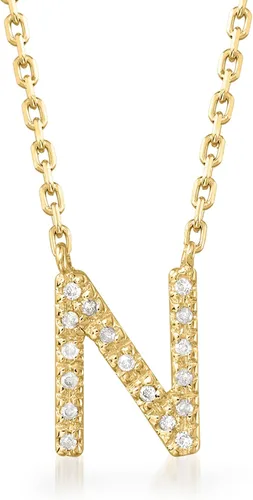Vista 5 de Ross-Simons Collar con inicial acentuada de diamante en oro de 18 quilates sobre plata de ley