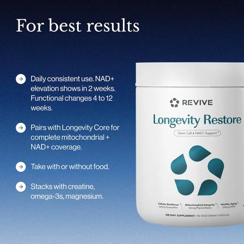 Vista 5 de Revive MD Longevity Restore NMN 500mg Suplemento, 30 porciones