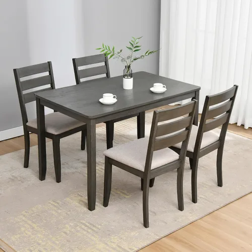 Vista 8 de DUHOME Mesa de comedor de madera negra de 47.2 pulgadas, mesa rectangular de madera maciza, mesa de comedor de cocina que ahorra espacio
