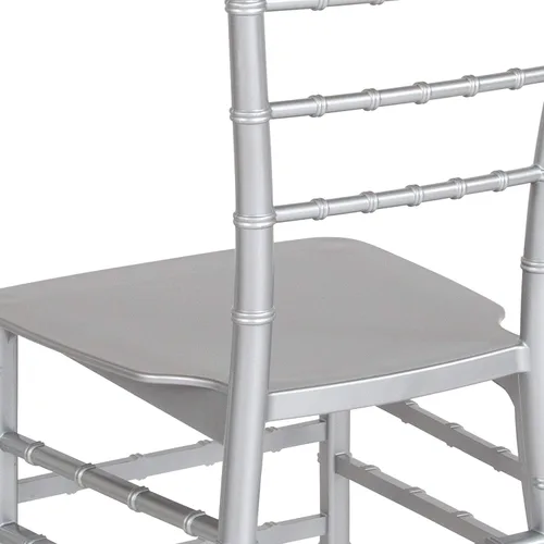 Vista 8 de Flash Furniture - Silla apilable de resina plateada HERCULES Series Chiavari plateado