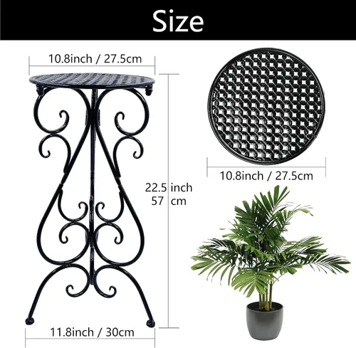 Vista 2 de NAKUPE Soporte de metal para plantas para interiores y exteriores, soportes para macetas individuales de 22.5 pulgadas de alto, soporte de pedestal