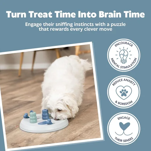 Vista 3 de TRIXIE Tablero Giratorio Juguete Interactivo de Actividad para Perros, Juego de Rompecabezas de Comida Nivel 2, Dispensador de Premios que Desafía