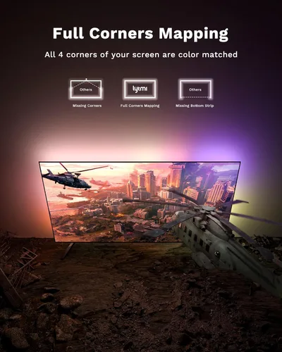 Vista 5 de Lytmi Fantasy 3 Kit de retroiluminación de TV HDMI 2.1 con caja de sincronización Wi-Fi para 65-70 pulgadas, 8K 60Hz, luces de color compatibles