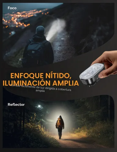 Vista 2 de Mini linterna con clip ultra brillante de 500 lúmenes, recargable, 10 modos de manos libres, linterna EDC de bolsillo impermeable, pequeña linterna