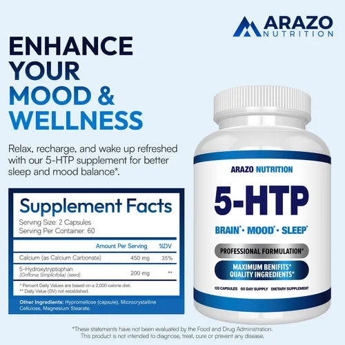 Vista 2 de Suplemento 5-HTP 0.007 oz, 120 cápsulas, BioScience Nutrition