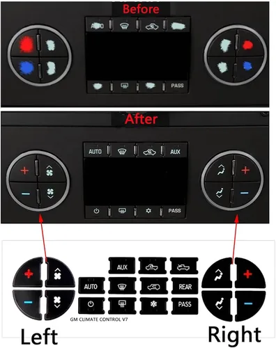 Vista 4 de x xotic tech Paquete de 2 calcomanías de botón de CA para automóvil, kit de reparación de botón de control de CA, compatible con Chevy Silverado
