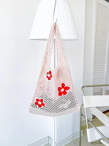 Vista 5 de ENBEI Bolsas bohemias, bolsa de punto de hombro, bolsa de mano Y2K estética, bolso de ganchillo lindo para mujeres, regalos hippie