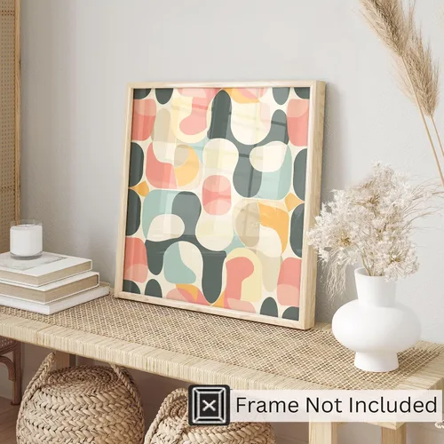 Vista 3 de Ethan Taylor Abstract Wall Art Prints Unframed Square Posters 'Retro 70s Hippie Groovy Pattern IV' Retro Home Décor for Living Room, Bedroom