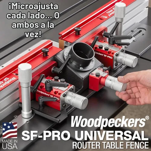 Vista 2 de Woodpeckers SF-PRO - Valla universal de mesa de enrutador de 36 pulgadas, fabricada en Estados Unidos, microajuste de 3 vías, se adapta a la mayoría