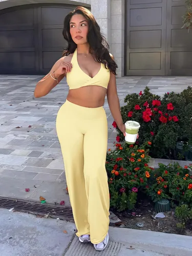 Vista 3 de YEOREO Ease - Leggings rectos para mujer, pantalones de yoga para gimnasio Amarillo (Butter Yellow)