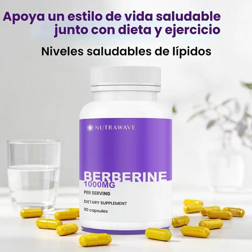 Vista 5 de Nutra Wave Suplemento Pure Berberine HCL 1000mg – Cápsulas de berberina de alta potencia – Apoya la salud digestiva e intestinal – Sin OMG, sin