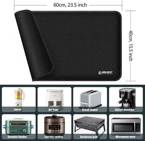 Vista 6 de Alfombrilla resistente al calor de 23.5"X15.5" para sitio de freidora de aire, alfombrilla de silicona ignífuga para encimera de cocina
