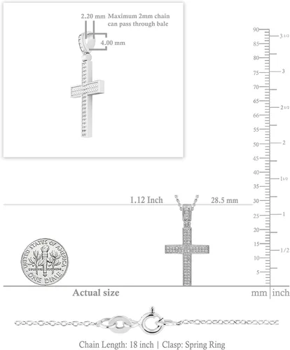 Vista 5 de Dazzlingrock Collection Colgante de diamante blanco redondo unisex Hip-Hop Cross Religioso Slider con cadena de 18 pulgadas