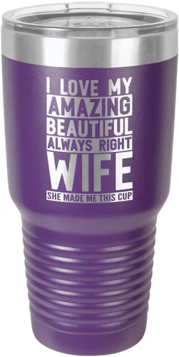 Vista 17 de OnlyGifts.com - Vaso con pajita y texto "I love my wife", 30 onzas, Negro
