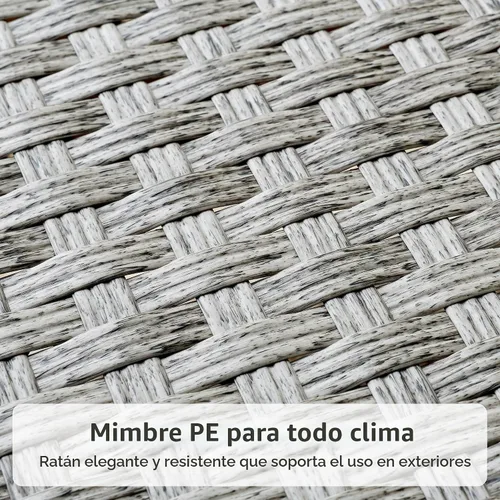 Vista 8 de WAROOM Juego de muebles de patio de 7 piezas de mimbre gris para exteriores, sofá seccional de ratán de polietileno con mesa de centro