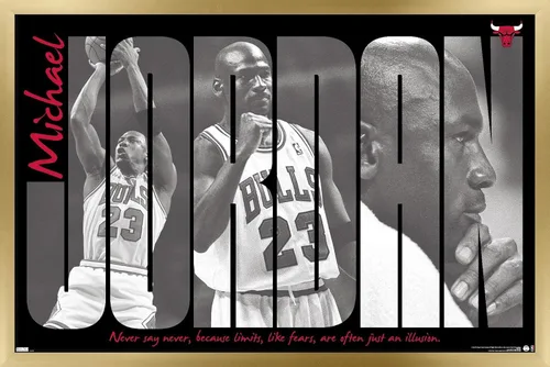 Vista 14 de Trends International Michael Jordan - Póster de pared con texto en inglés "Never Say Never Say Never", 22.4 pulgadas de largo x 14.7 pulgadas
