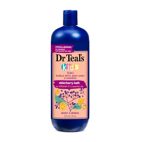 Vista 2 de Dr Teal's Baño para dormir 3 en 1 para niños (paquete de 3) y suave remojo de sal de Epsom con melatonina y mezcla de aceites esenciales