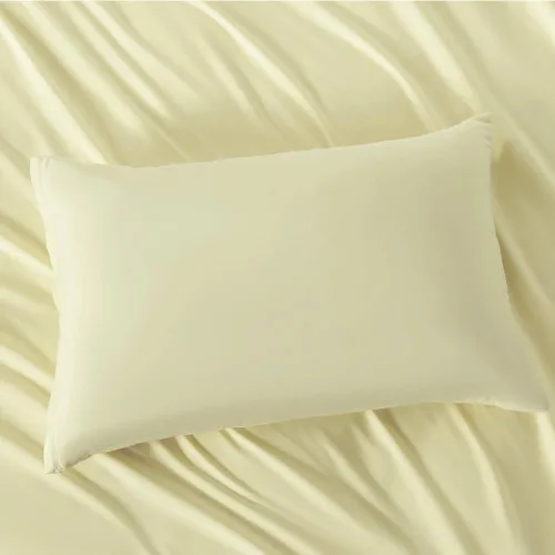 Vista 5 de Paquete de 2 fundas de almohada de microfibra tamaño estándar con cremallera, fundas de almohada color beige, suaves y cómodas, no se encogen Beige