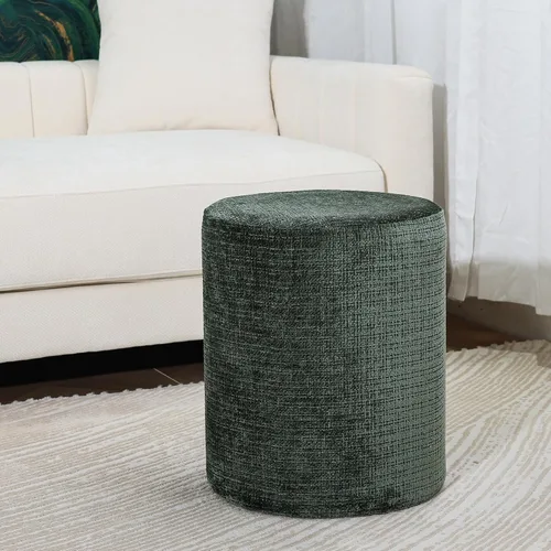 Vista 11 de Get Set Style Otomana Redonda Moderna con Asiento Acolchado Suave, Taburete de Tocador Multifuncional para Maquillaje, Reposapiés Tapizado Taburete