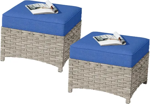 Vista 65 de HOOOWOOO Sofá de patio de 3 plazas de mimbre para exteriores, resistente a todo tipo de clima, con respaldo alto, muebles a juego (beige y bronceado)