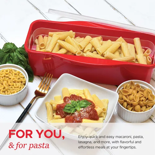 Vista 4 de Tafura Cocedor de Pasta para Microondas con Sistema de Doble Colado, Cocedor de Espaguetis para Microondas con Escurridor, Regalo de Dormitorio