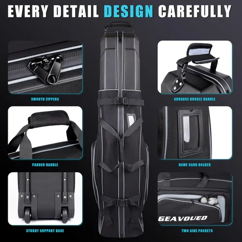 Vista 5 de Golf Travel Bag with Hard Case Top and Wheels ，Premium Oxford Fabric, Golf Travel Bags for Airlines ，Protect Your Club for Safe Transport