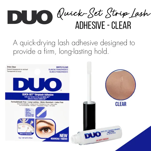 Vista 3 de Duo - Adhesivo para tiras de pestañas postizas Quick-Set que se seca en color transparente, 0.18 onzas, 1 paquete