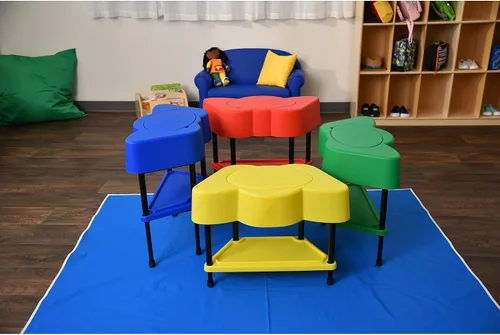 Vista 9 de Children's Factory - Mesa sensorial para niños pequeños con tapa, azul, AFB5100PB, actividades de arena y agua ajustables para niños, guardería