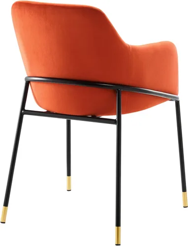 Vista 5 de [Usado] Modway EEI-4671-BLK-ORA Jovi Performance - Sillón de comedor de terciopelo, color negro y naranja