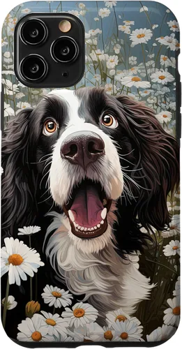 Vista 10 de Carcasa divertida para iPhone 14 con diseño de perro con margarita