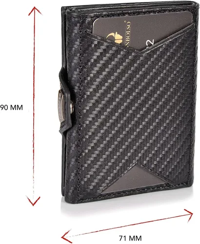 Vista 6 de DONBOLSO Wallet NextGen I - Cartera delgada moderna sin bolsillo para monedas, hasta 11 tarjetas, Cuero de fibra de carbono, Moderno