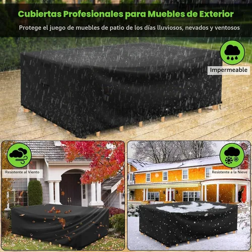 Vista 7 de [Usado] Fundas para Muebles de Patio Impermeables, Resistentes 600D Fundas para Muebles de Exterior para Conjunto de Sofá Seccional de Exterior Negro
