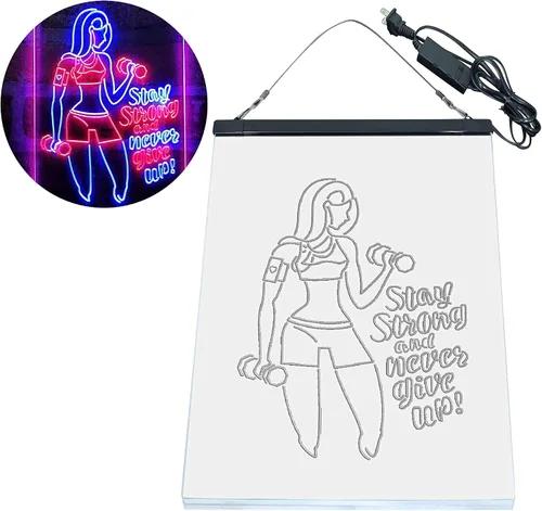 Vista 8 de ADVPRO Fitness Club Gym Stay Strong Never Give Up Dual Color LED Neon Sign azul & rojo 8 x 12 pulgadas st6s23-i4043-br