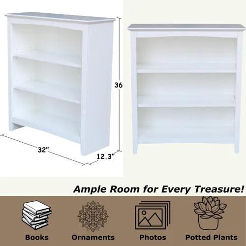 Vista 2 de Estantería Shaker de madera maciza, 36" de alto, color blanco