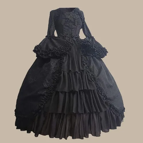 Vista 3 de Acrelis Disfraces renacentistas para mujer, vestido de novia gótico, vestido de baile victoriano, talla grande 1800, vestidos de princesa con núcleo