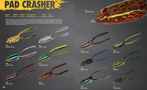 Vista 3 de BOOYAH Pad Crasher Topwater Bass Pesca Hueco Cuerpo Rana Señuelo con ganchos sin malas hierbas