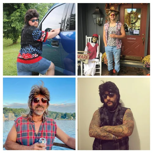 Vista 2 de Pelucas de salmonete para hombre, Joe Dirt, peluca emo, disfraces de los años 80, accesorio de fiesta de disfraces, peluca de cosplay, Halloween Man