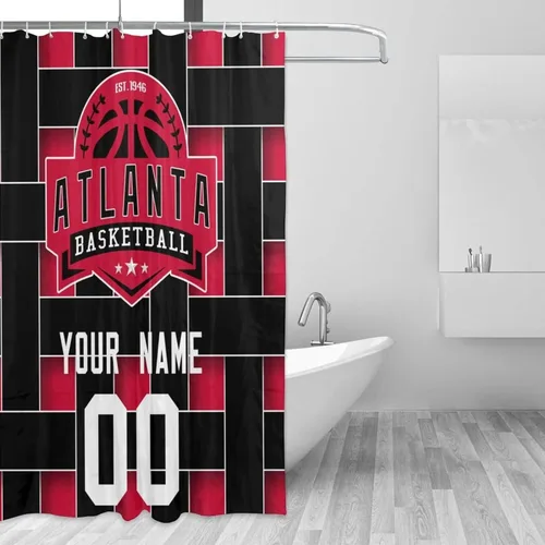 Vista 2 de Atlanta - Cortinas de ducha personalizadas con nombres y números, cortinas de ducha personalizadas con regalos para amantes, hombres, mujeres