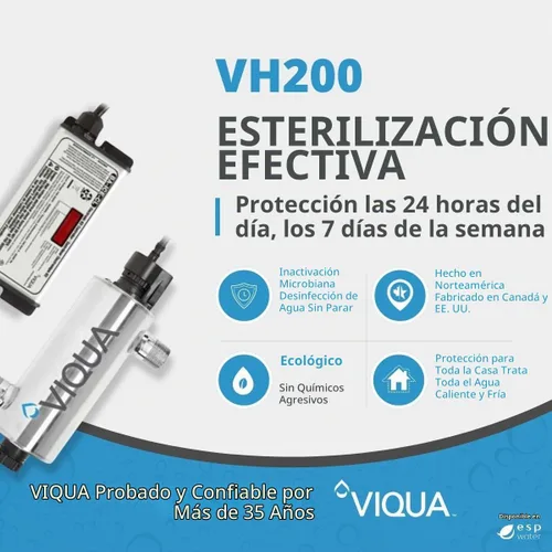Vista 2 de VIQUA Sistema de agua ultravioleta de acero inoxidable VH200 Home - 9 GPM 35W