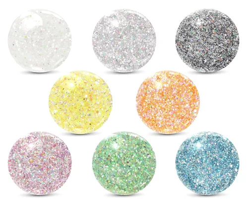 Vista 2 de MARBLERS Purpurina holográfica [juego de 8 colores mixtos] 4 onzas (3.95 oz) Gruesa No tóxica, vegana, libre de crueldad Cara, cuerpo, sombra