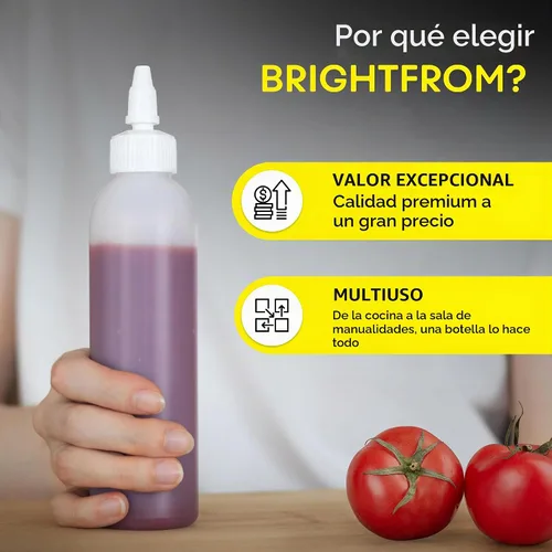 Vista 7 de BRIGHTFROM Botellas exprimibles para condimentos, botella vacía de 6 onzas, a prueba de fugas, ideal para salsa de tomate, mostaza, jarabe, salsas