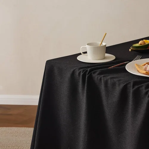 Vista 7 de Mantel de lino para mesa cuadrada, 52 x 52 pulgadas, color negro, mantel negro estilo granja, manteles de arpillera resistentes al agua para mesa