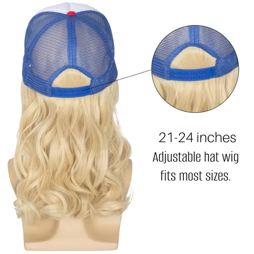 Vista 3 de Peluca rubia con sombrero de salmonete con bigote para hombres, disfraz americano del 4 de julio, pelucas divertidas para hombres